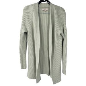 LOFT Green Open Front Knit Sweater Womens Size Small S